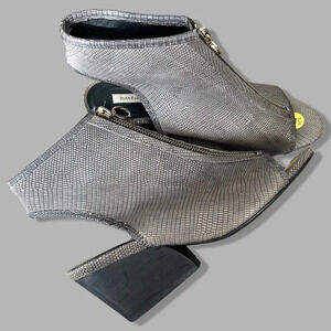 Diane Von Furstenberg Metallic Snakeskin Leather Upper Zipper Sandal Boots